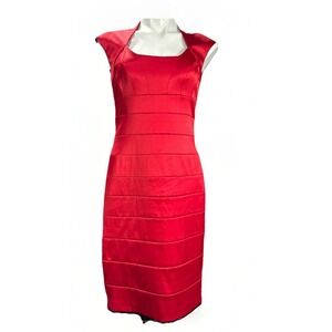 Collection Dressbarn Size 6 Red Satin Bandage Sheath‎ Dress